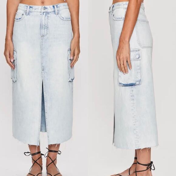 NEW Pistola McKayla Denim Cargo Midi Skirt 27 Parasol - Picture 1 of 8